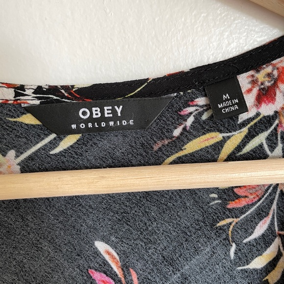 OBEY Black & Floral Dress Size Medium Worn Once - Picture 6 of 6